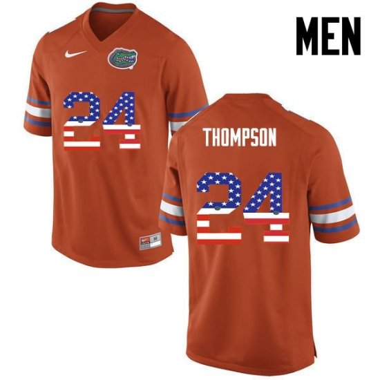 Men's Florida Gators #24 Mark Thompson NCAA Nike Orange USA Flag Fashion Authentic Stitched College Football Jersey SCX1662YA